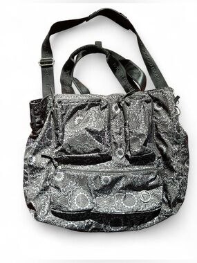 Ivivva Large Travel Tote Duffle Bag Floral Medallion Print Gray Black Lululemon